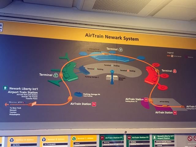 ニューアーク・リバティー国際空港 エアトレイン 路線図